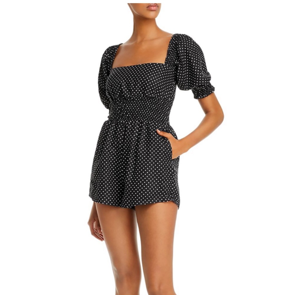 We Wore What Smocked Polka Dot Romper - Size Large